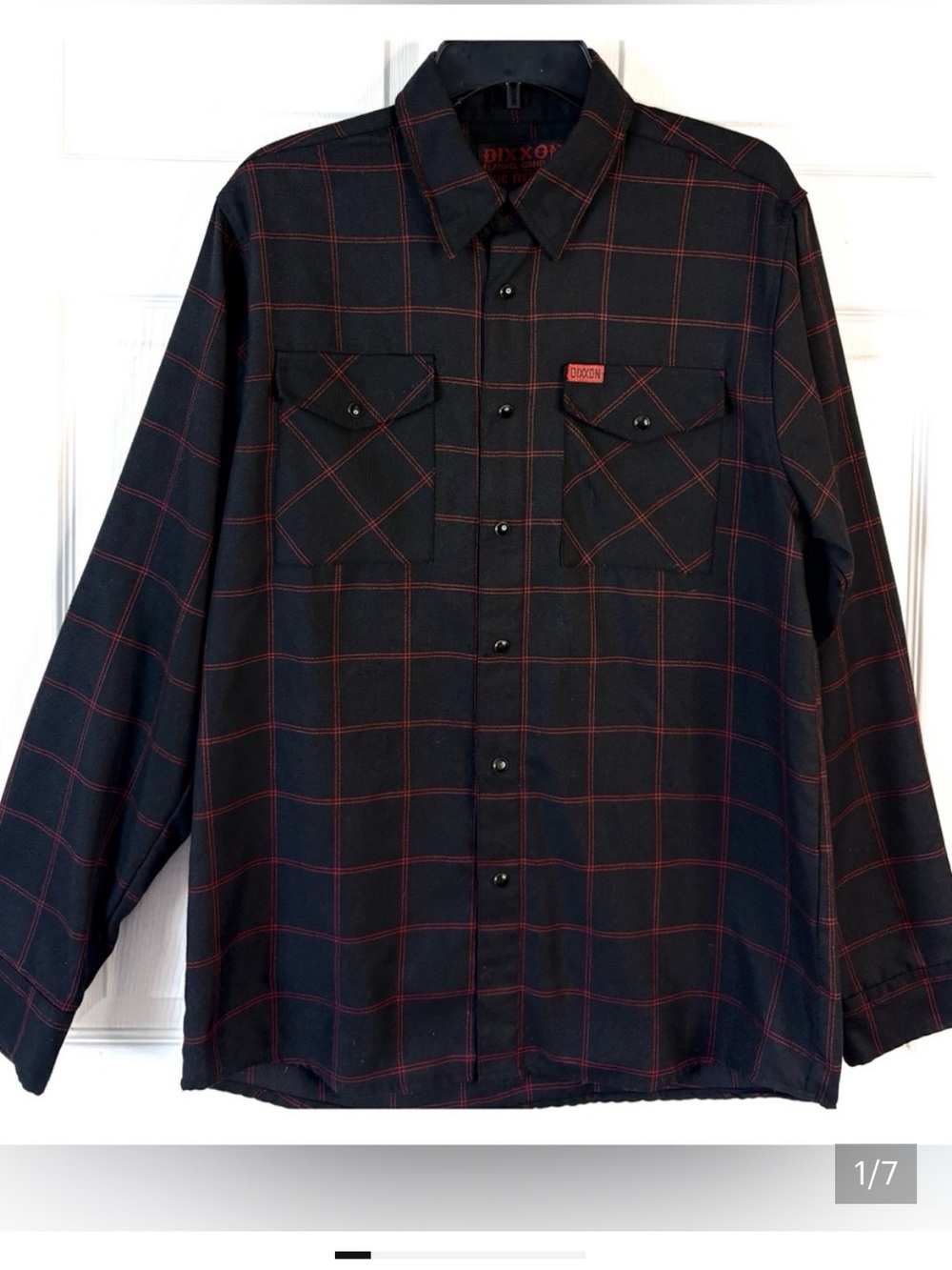 Dixon the Redline Black Button-Up Plaid Work Shirt with Red Windowpane
